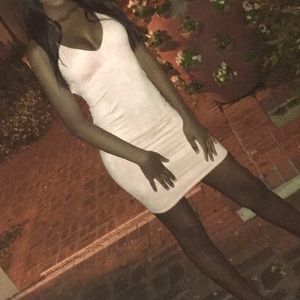 EMPRADA - Faux Suede V Neck Dress, Peach, Size Small